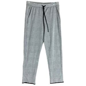 Zara Basic Womens Pants Black White Plaid Pull On Drawstring Pockets Small